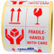 Warnetiketten 100 x 100 mm - Paket Aufkleber fragile - handle with care - 500 Versandaufkleber auf 1 Rolle(n), Papier selbstklebend