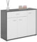 IDIMEX Buffet Salle à Manger Coraline L 88 cm Gris et Blanc avec 1 tiroir et 3 Portes, bahut Bas, Meuble de Rangement Style Moderne, Commode vaisselier 88 x 70 x 30 cm