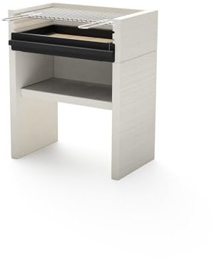 TUOZI - Barbacoa de Obra para Carbón Modelo VENIT FLEX (Gris/Blanco - 78 x 47 x 95 cm) REF: 8060 - Uso en Exteriores