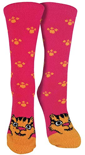 Sock Snob Ladies/Womens Fluffy Non Slip Cute Slipper Socks with Animals | Night Time Footwear | Floor Traction | Home Lounging | Patterned Hosiery | Workday Hosiery