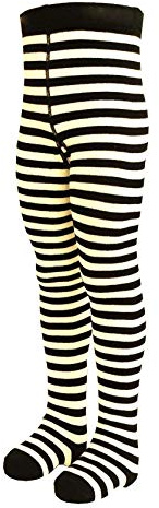 VEGATEKSA Baby und Kinderstrumpfhose für Mädchen und Jungen mit Streifen in Schwarz/Weiß aus Gekämmter Baumwolle, MADE IN EU, Verstellbare Taille, Tunel Gummi
