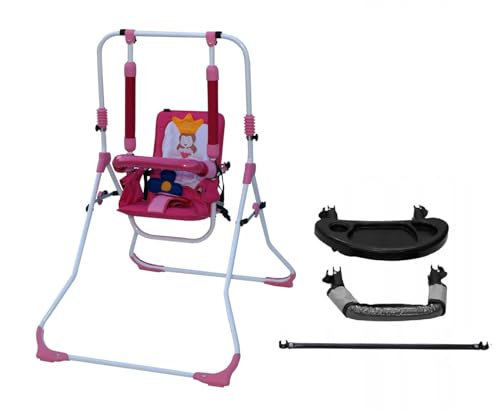 2in1 Kinderschaukel Babyschaukel Babywippe Zimmerschaukel Gartenschaukel Indoor Baby Schaukel und Hochstuhl in einem Sicherheitsgurt mit Bügel kompakt zusammenklappbar Drinnen Draußen