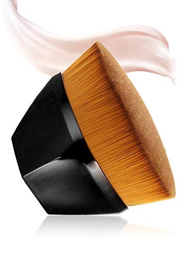 Pinceau de maquillage Kabuki pour fond de teint, blush, poudre liquide, pinceau plat pour estomper, crème liquide, poudre, cosmétiques avec étui de protection