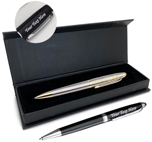 EDSG Personalised Pen Engraved Pen with Black Ink Ballpoint Pens Customised Pen Gifts for Men Women Teacher Personalised Gifts for Birthday Fathers Day Graduation Christmas Thank You Gift (Silver)