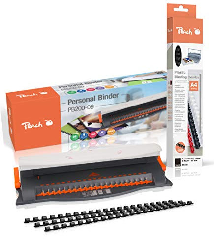 Chemise en plastique Peach PB200-09A | Chemise de 50 feuilles | Plieuse de 12 mm maximum | Capacité de perforation de 4 feuilles | Avec kit de démarrage de 25 pièces (couleurs assorties)