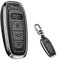 HIBEYO Coque de clé de Voiture adapté pour Audi A3 A6 A7 A6L A8L RS6 RS7 S3 S6 S7 SQ8 C8 Q8 Q7 E-Tron Intelligente Voiture Clé Cas de Couverture Protection Porte clés Alliage d'aluminium-Le Noir
