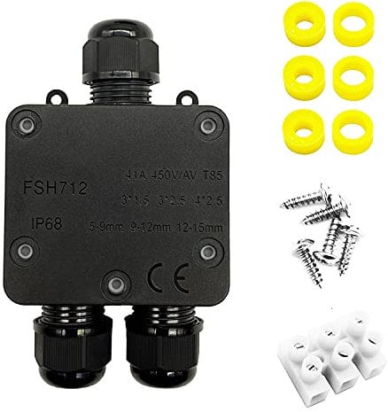MABUSIYI IP68 Waterproof Junction Box, Outdoor Electrical Junction Boxes, Outdoor Cable Connectors Wire Connector Electrical Junction Box for 5-12 MM Diameter Cable (3-Way), Black