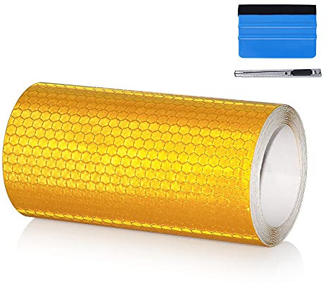 NewL - Nastro adesivo riflettente per auto per auto e moto, 10 cm x 300 cm, colore: Giallo