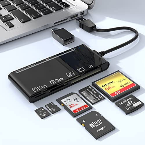 Lettore Schede SD USB 3.0, lettore di Schede SD SD/TF/CF/Micro SD/XD/MS 7 in 1 Adattatore Micro SD for SD SDXC SDHC Compact Flash TF Micro SD/SDXC/SDHC MS MMC UHS-I Card per Windows/Mac OS/Linux