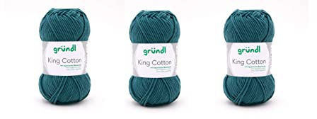 Gründl King Cotton 1 x 50 g, Petrol | weiches und voluminöses Strick- und Häkelgarn aus 55 % Polyacryl & 45 % Baumwolle 50 g / 78 m, Nadelstärke: 6 - 7, 50 g