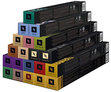 Nespresso Original - Bundle Découverte 200 Capsules de café - Intensité 4 à 13 - Sélection de 16 Cafés - Ristretto, Espresso, Lungo, Americano