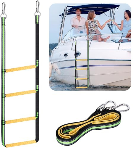 4 Step Boat Rope Ladder，Boat Rope Ladder Extension,Assist Boat Folding Ladder,Swim Ladder for Sailboat,Kayak, Canoeing (4 Steps)