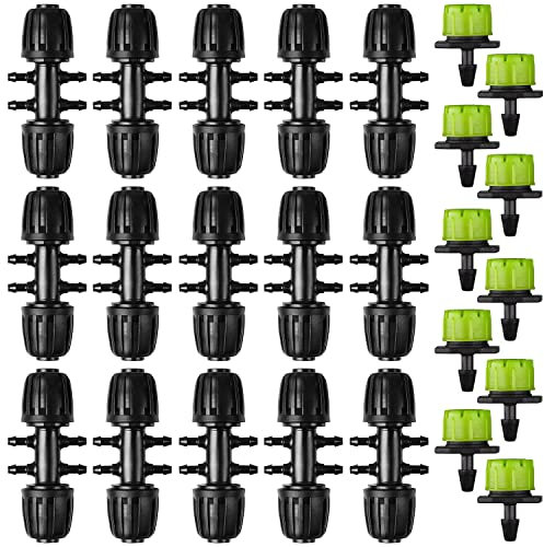 Miyobing Gartenbewässerung Barbed Tee Anschluss, Garten Schlauch Verbinder 1/2 Zoll bis 1/4 Zoll Barbed Doppel Way Bewässerung Connector Gartenbewässerung Wasser Divider für Garten, Rasen