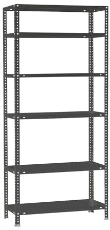 Simon Rack Metallregal 2000x800x300 mm - Comfort | 6 Höhen, Metallablage, Biegepunkt 100 kg, Korrosionsschutzlackierung, Montage mit Schrauben, Anthrazit