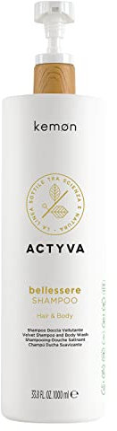 Kemon - Actyva Bellessere Shampoo, Dusche für Körper und Haare mit samtiger Wirkung mit Argan- und Leinenöl - 1000 ml