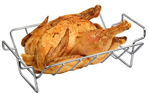 Burly grill Turkey Rack Turkey Roast Rack for Big Green Egg, BBQ Rib Rack for Smoking Turkey Smoker Roasting Rack Roaster Pan Stainless Steel for Large Big Green Egg for Kamado Joe Pit Boss