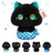 Mewaii Meerjungfrau-Schwarze Katze Kuscheltier 36 cm Plüschkissen Kawaii Katze Plüschtier Weiches Kuscheltier für Kinder und Erwachsene