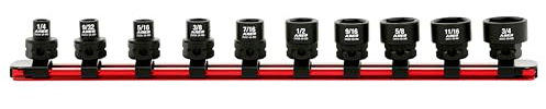 Ares 29019 10-Piece SAE Low Profile Nano Impact Socket Set with 3/8 Drive Provides More Clearance Than Flat Standard Sockets Includes Aluminium Rail