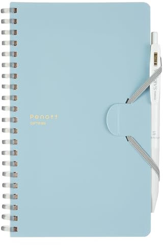 KOKUYO Penott Spiral-Tagebuch, B6, weicher Ring, kariertes Papier, Notizbuch mit 70 glatten Blättern, 10,4 x 18,3 cm, kleines Tagebuch-Notizbuch mit Kunststoff-Hardcover, Blau, japanischer Import