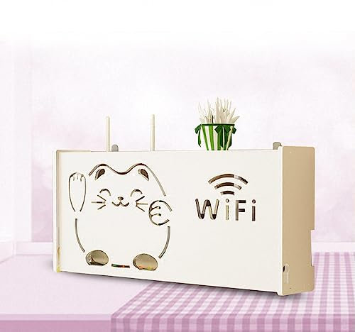 Support Box Internet Tableau Electrique étagères Murales Déco Bois Meuble TV Flottant Bois Support pour Prise de WiFi Routeur,B52x9.5x25cm