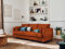 Lisa Design Anna – 3-Sitzer Sofa – mit Schlaffunktion und Tasche – aus Samt Rostfarben