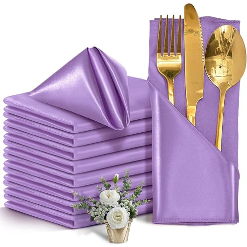Eychei Satin-Servietten, Lavendel, 43,2 x 43,2 cm, 50 Stück
