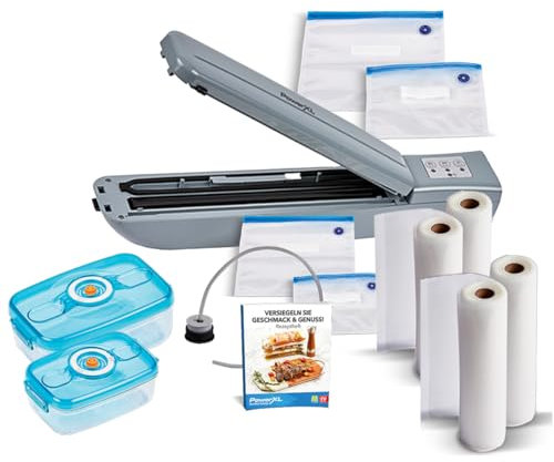 PowerXL Duo NutriSealer MEGA SET - Vakuumiergerät – Vakuumierer – Folienschweißgerät - hält Lebensmittel bis zu 5x länger frisch - vakuumiert, versiegelt & wiederversiegelt - inkl. Zubehör