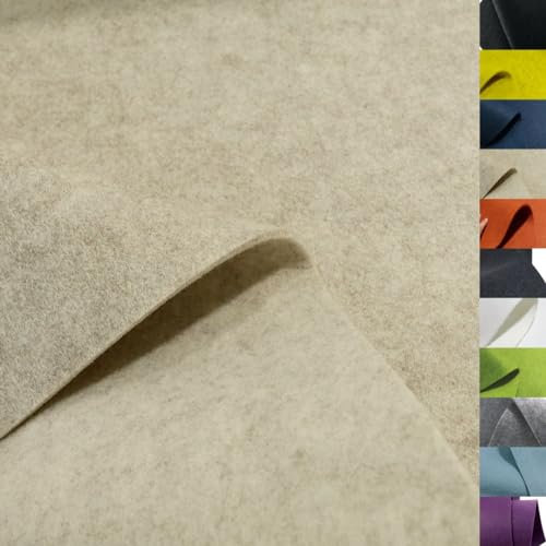 TOLKO 50cm Bastelfilz Stabiler Filzstoff Meterware | 5 mm dick | Filzmatte Untersetzer Dekofilz Taschenfilz zum Nähen und Basteln | 100 cm breit | Nadelfilz Filz Meterware (Beige)