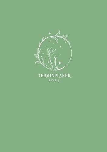 Terminplaner 2024: A4 Wochenkalender mit Zeiteinteilung | 1 Woche auf 2 Seiten mit Uhrzeit | Personal Organizer | Terminkalender mit Zeit | Minimalist Boho Grün