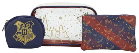 Bioworld Harry Potter Poudlard Lot de 3 trousses cosmétiques de voyage, Multicolore, OSFA