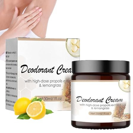 30ml Propolis Lemongrass Deodorant Cream, Propolis Deodorant Cream Lemongrass, Underarm Care Odor Removing Cream, Body Deodorizing Cream for Underarms and Private Parts