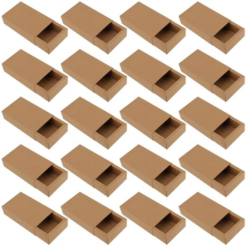 NAMYEUT 20 Stück Kraftpapier Schublade Box, Karton Schmuck Box Kraftpapier Pappschachteln Braun Geschenkverpackung Box für Schmuck Speicher Display Hochzeit, 17,2 x 10,2 x 4,2cm