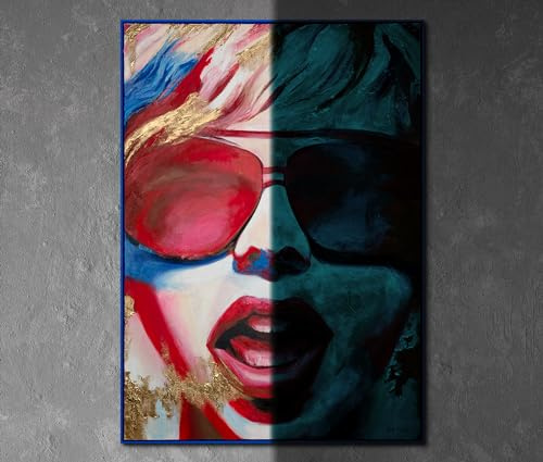 YS-Art XXL Abstrakt Fluoreszierendes selbst leuchtendes Acryl Helle Emotionen auf Leinwand handgemalt Wohndekor modern Pop Art Lifestyle echte Kunst 140x100 cm