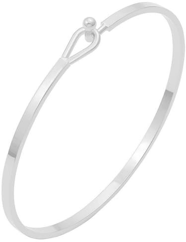 SIXDUTON Armreif Gold Damen Edelstahl Einfache Stil Liebe Freundschaft Armband Glatt Poliert Oval Armspangen-Armband Schmuck Geschenke für Frauen (Silber)