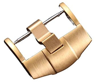 KDEGK Merjust 24 mm Dornschließe aus gebürstetem, mattem Edelstahl in Silber, Schwarz und Roségold für Ap Royal Oak-Uhr mit Wort(Gold,24mm have logo)