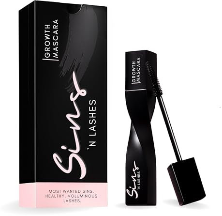 Sins 'n Lashes Growth Mascara – wasserfeste Wimperntusche & Wimpernfarbe schwarz – mit Vitamin-Pflege für langes Volumen & Wimpernwachstum – Mascara für starke, gesunde Wimpern, 1 Stück 14ml