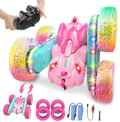 seveclotree Voiture télécommandée pour enfants 3, 4, 5, 6 ans, 4 WD 2,4 GHz Rose RC Voiture radiocommandée, cadeau pour fille de 3 à 12 ans Jeux pour enfants de 3 à 10 ans