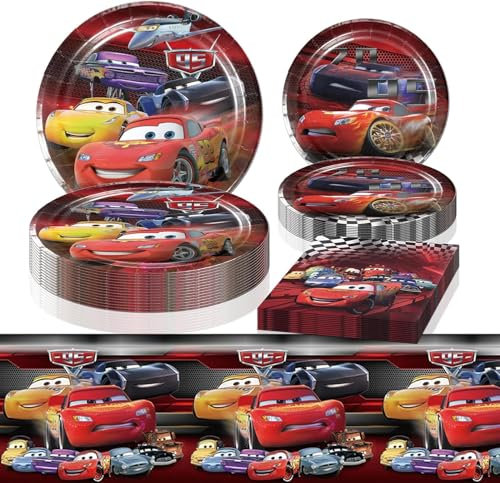 Partygeschirr Set Kinder, Rennwagen Party Geschirr, Rennwagen Geburtstag Supplies, Partygeschirr Set, für Kinder Geburtstag Party Supplies