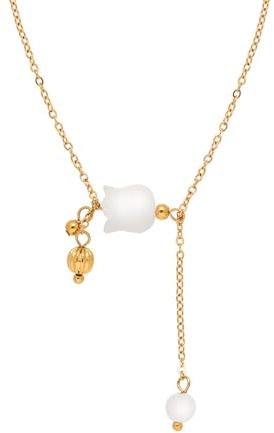 XIPIEIO Die Damenhalskette ist exquisit und süß. Weiße Orchidee, Quasten-Anhänger, Halskette, zartes Damen-Mode-Accessoire, Schmuck für alle Anlässe, Schmuckgeschenke