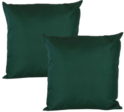 JACK 2er Set Outdoor Kissenhülle Kissenbezug 50x50cm Wasserfest Sitzkissen Lounge Kissen Garten Stuhl Lotus Effekt, Farbe:Dunkelgrün