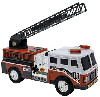 Mighty Fleet Action Drive 16 Interactive Fire Truck Toy w/Lights & Sounds, Firetruck Working Ladder, Motion Drive Action, Realistic Design & Batteries Included - Age 3+