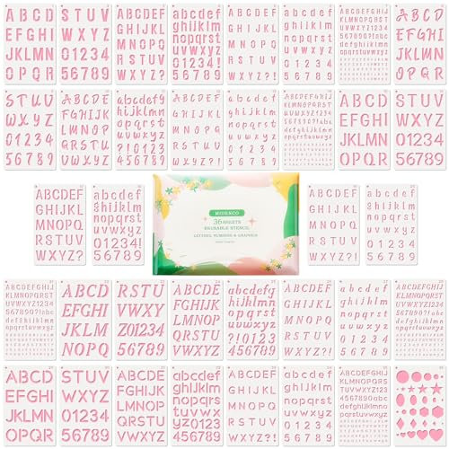 Buchstabenschablonen zum Bemalen - Kunststoff Alphabet Schablonen zum Basteln Wiederverwendbar - Kleine Zahlen- und Buchstabenschablonen 1/4, 1/2, 3/4, 1, 5/4 Zoll