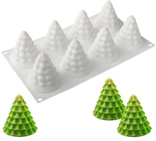 MEZHEN Moules en Silicone Noël Moulle Silicone Sapin de Noël Mousse Moules à Gâteaux Noël Moules à Pâtisserie 3D Moule de Cuisson Moule à Chocolat A