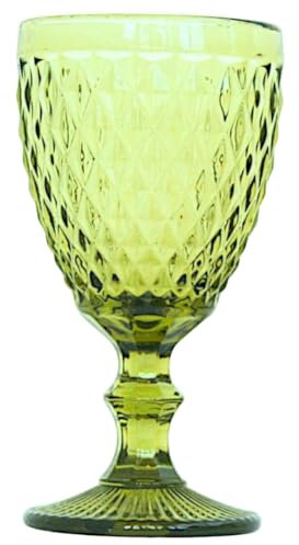 Ekilikua Home | Copa de Cristal 330 ml | Pack 6 Unidades | Set 6 Copas de Vino | Ideal para bodas, comuniones, celebraciones (Verde)