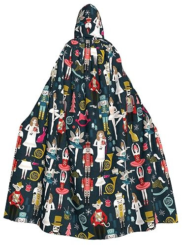 SKKNT Women_s Nutcracker Ballet Xmas Dance Print Unisex Hooded Cloak Costume Women Men Vampire Halloween Cosplay Carnival Theme Party