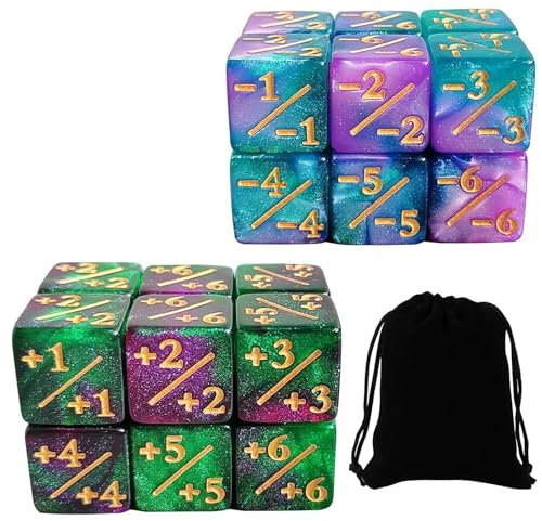 DHDHCPZZ 24 Stück MTG Würfel, Mathematische Operation Würfel mit Aufbewahrungsbeuteln Token Würfel Set Magic The Gathering Zubehör für Verschiedene Tischspiele Partys Familienfeiern