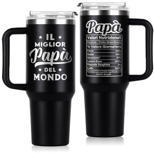 Giftasy Regalo Festa del Papà, Regalo Papà - Borraccia da 40 oz in Acciaio Inox, Regalo Papa Compleanno, Idee Regalo per Papà