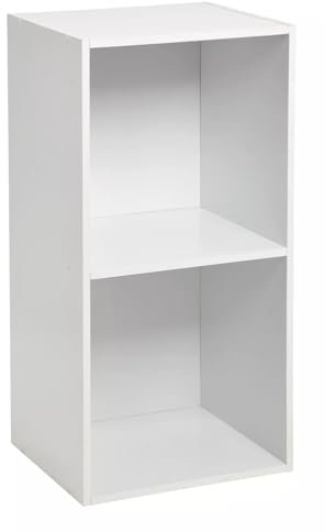 Homme Concept – 2 Cube Storage Unit White, Tall Living Room Bookcases, Shelving Unit, Narrow Storage Shelves, Kids Bookcase, Free Standing Wooden Bookcase, Storage Organiser, BookShelf for Home Office