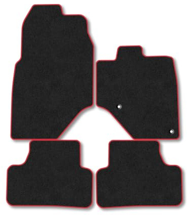 Peugeot e-3008 (2024+) Carpet Car Mats | Red Edge Trim Tailored Fit Floor Mats Full Coverage Protection Accessories Easy Clean Anti Slip Made in the UK