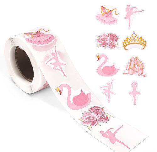 Tinoaly Rosa Ballett Aufkleber, 500 Stück Tanzbewegungen Aufkleber Ballerina Abziehbilder, Bunt, Papper, Indoor, Prinzessin, STICKER_DECAL